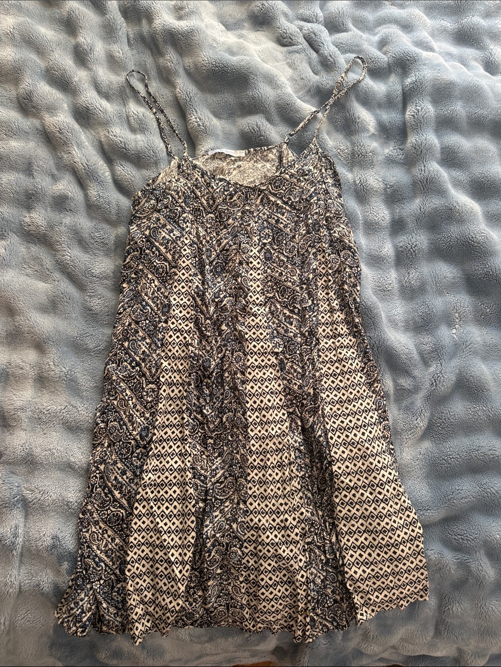 Black and White Printed Spaghetti Strap Sundress
